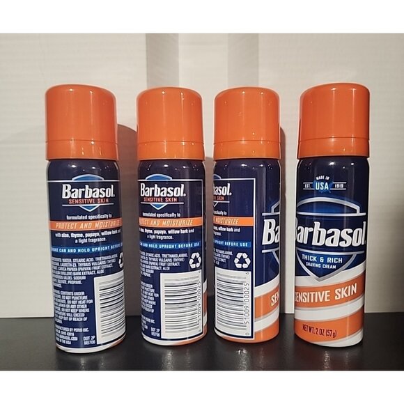 4 Pack BARBASOL Thick & Rich Travel size Shaving Cream for Sensitive Skin cans - Picture 2 of 3